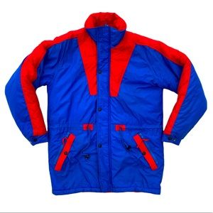 Vintage Sasson Red & Blue Colorblock Insulated Jacket W/ Quilted Details Sz M